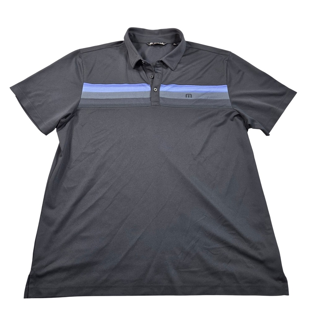 TravisMathew Polo Shirt Mens XXL Gray Striped Short Sleeve Golf Top